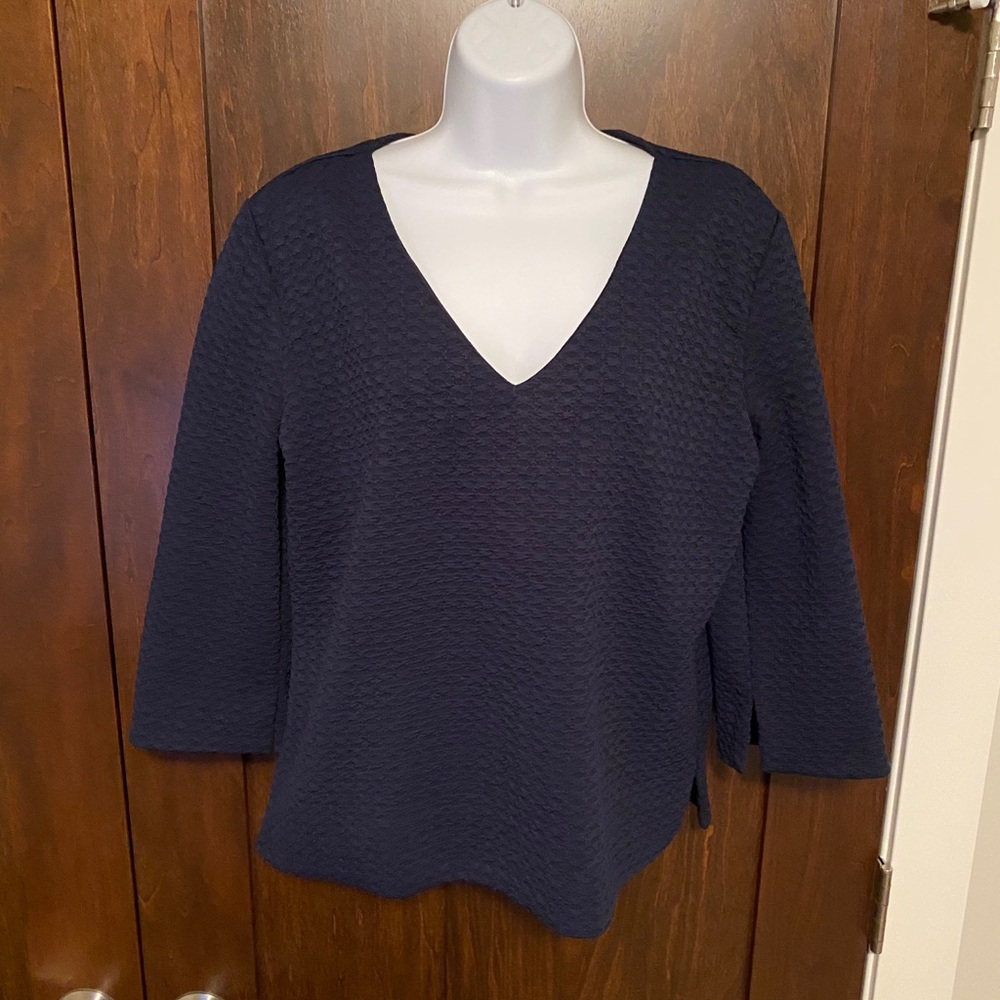 Textured Navy & Black Textured Top